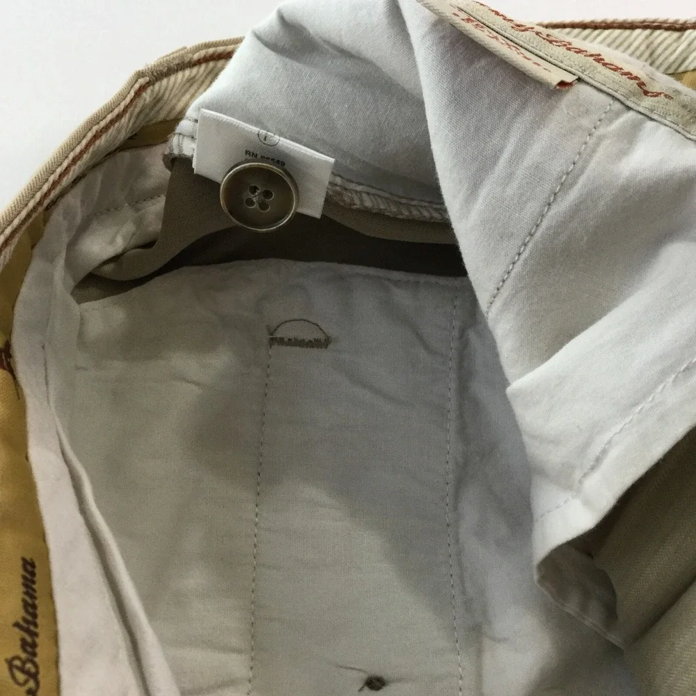 Tommy Bahama Pleated Shorts Mens 36 Khaki Tan Silk Bamboo Herringbone Tropical